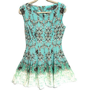 Danny And Nicole Floral‎ ombré blues a-line dress sz 14 Career Cocktail Wedding